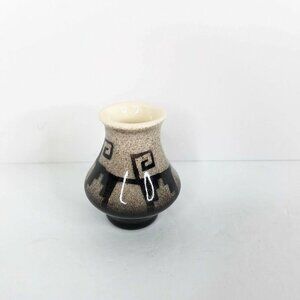 Handcrafted 1987 Native American-Inspired Pottery Vase With Geometric Design